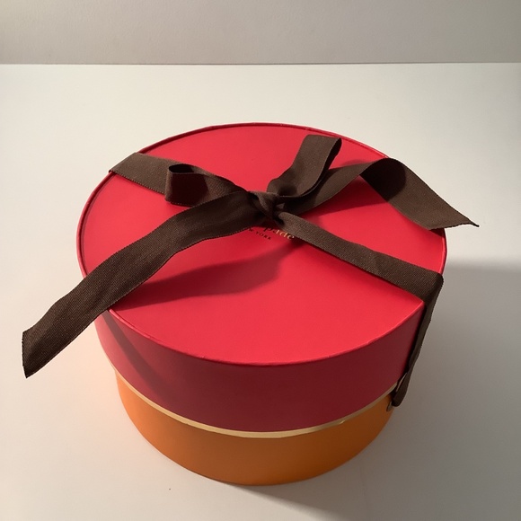Set of 4 Kate Spade 18” Medium Size Round Gift Box Pink & Orange Brand New - Picture 4 of 5